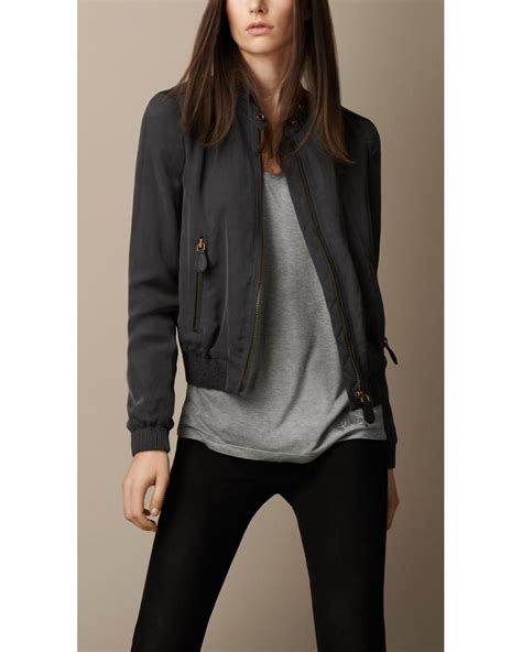 women's burberry leather bomber jacket|Burberry lightweight jacket women.